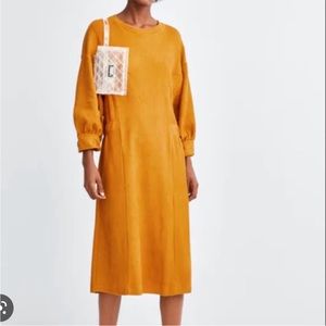 Mustard Yellow Corduroy Midi Dress